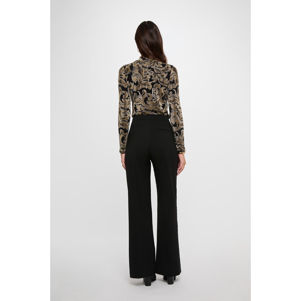 T-shirt col montant noir, MORGAN