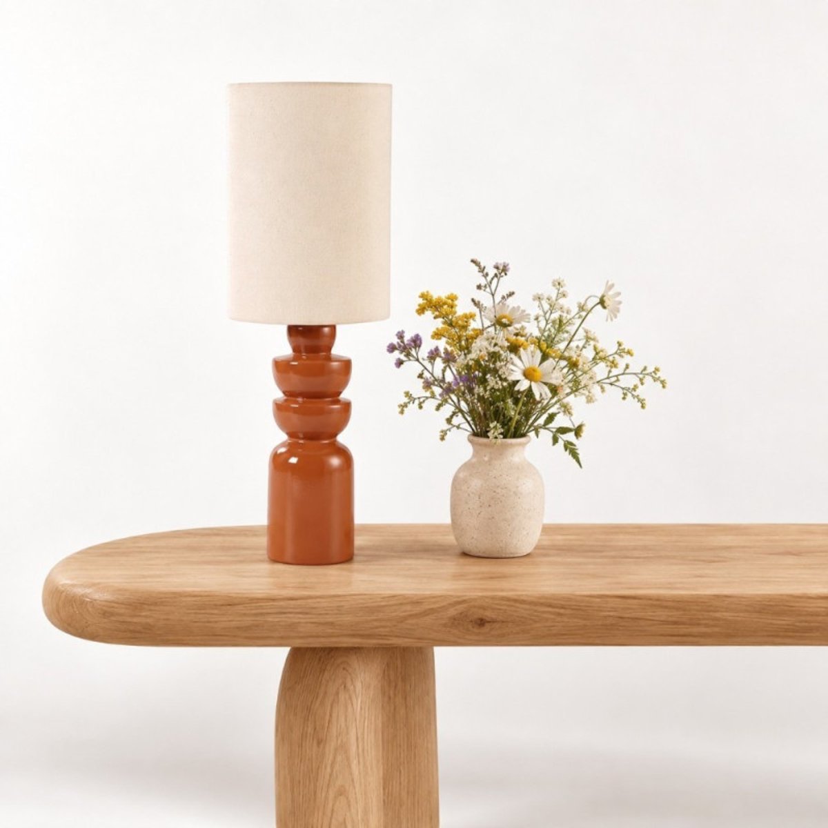 Lampe à poser Intense en céramique brun marron, MILLUMINE