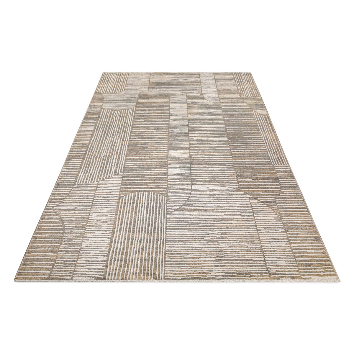 WECONhome Raymond par Esprit, tissé machine, tapis poils courts, motif rayé avec effet relief, certifié OEKO-TEX® , Raymond beige gris, ESPRIT
