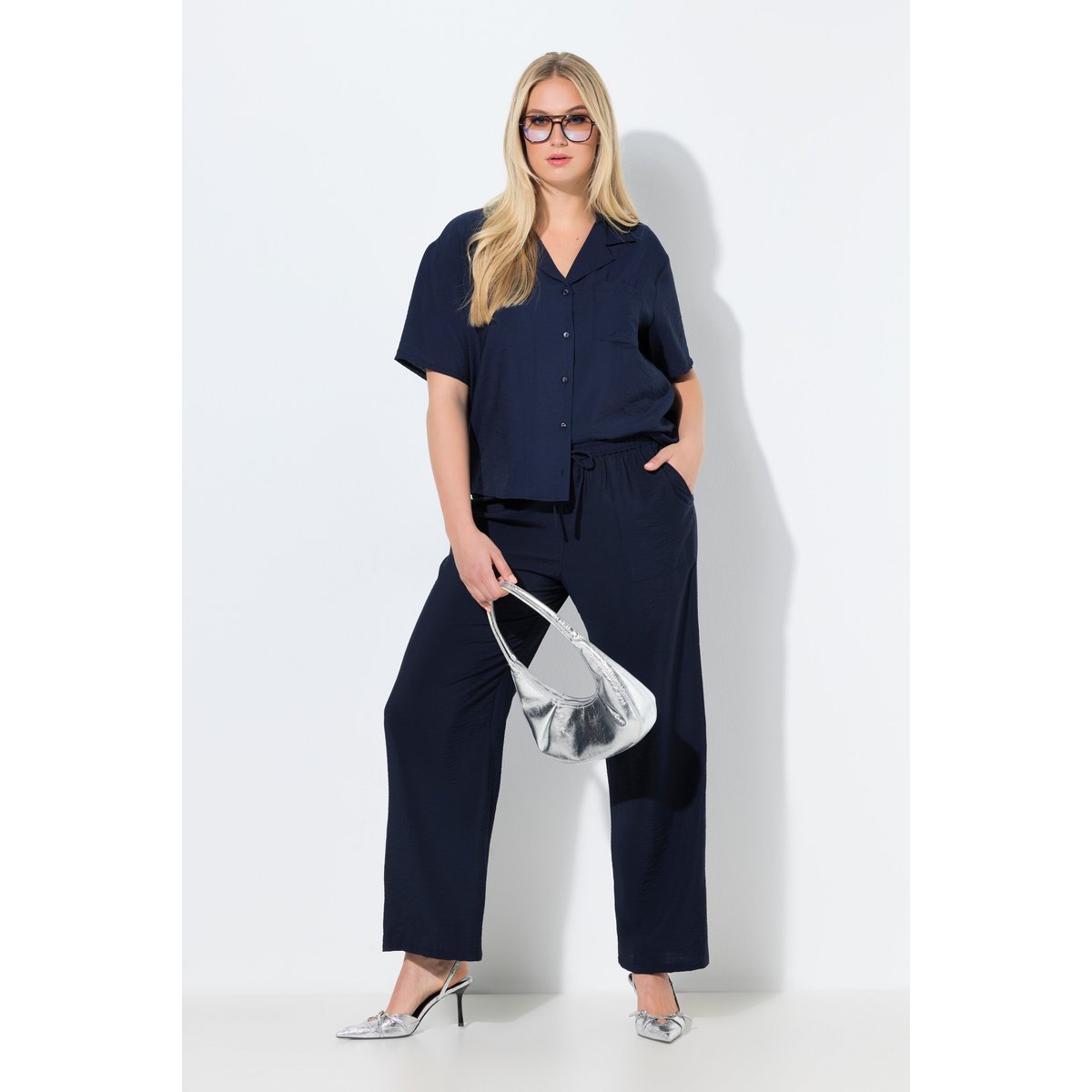 Pantalon à enfiler Mary, taille élastique marine, ULLA POPKEN