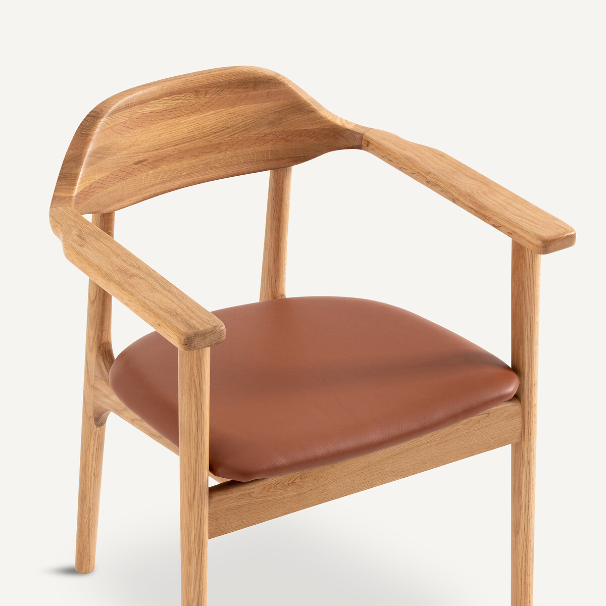 Fauteuil de table chêne, plaqué et cuir Arié chêne naturel, AM.PM