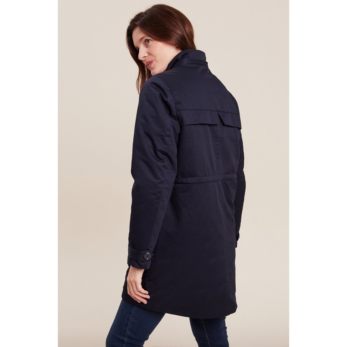 Parka cintrée capuche imitation fourrure bleu foncé, BREAL