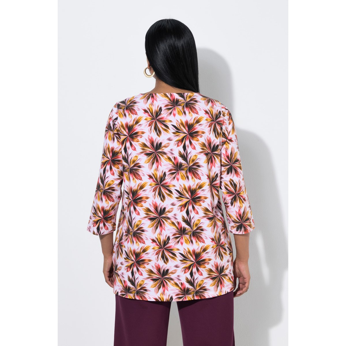 T-shirt en coton Pima prune foncé, ULLA POPKEN