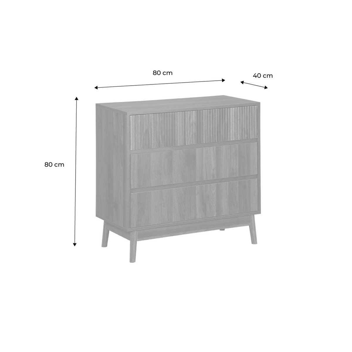 Commode décor bois 3 tiroirs LINEAR bois foncé, SWEEEK