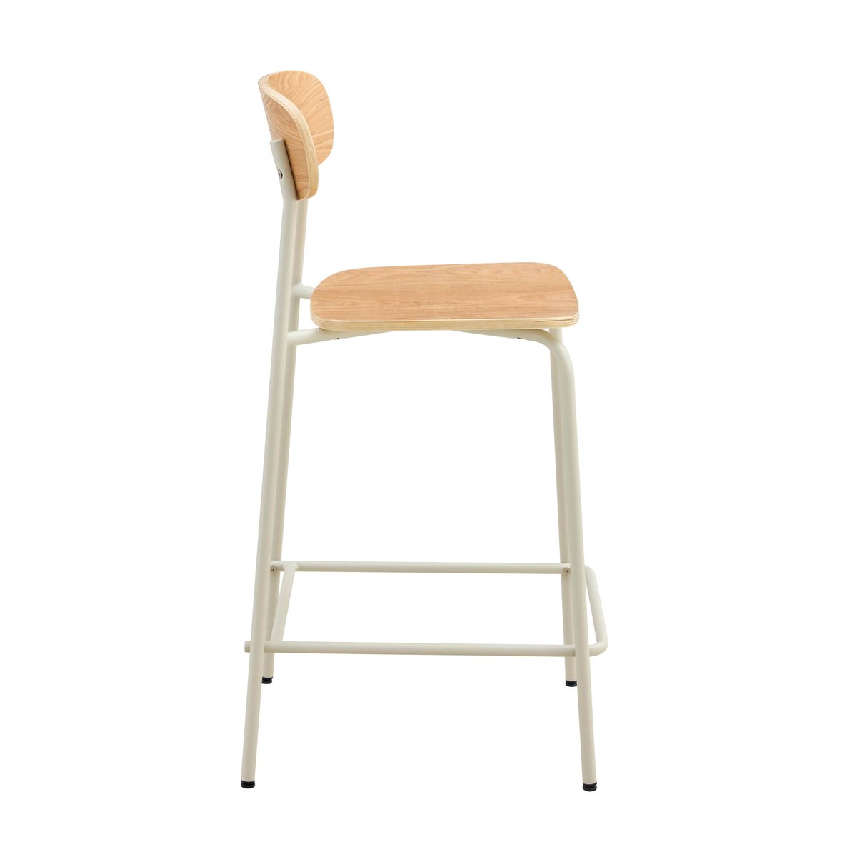 Lot de 2 chaises hautes en métal et bois, LILA beige, OVIALA