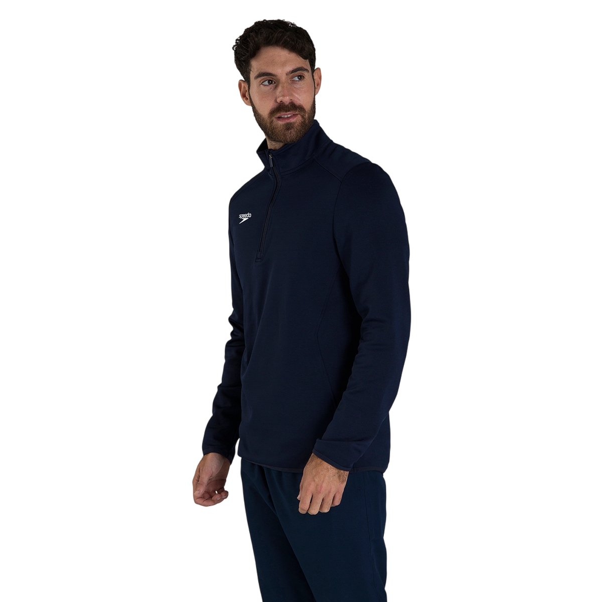 Haut de sport pour entraînement à col montant zippé CLUB bleu marine, SPEEDO