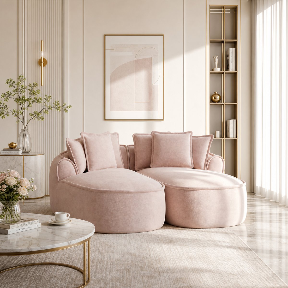 Canapé modulable 2 places chenille sans armature, PASSEO rose, MEUBLES COSY