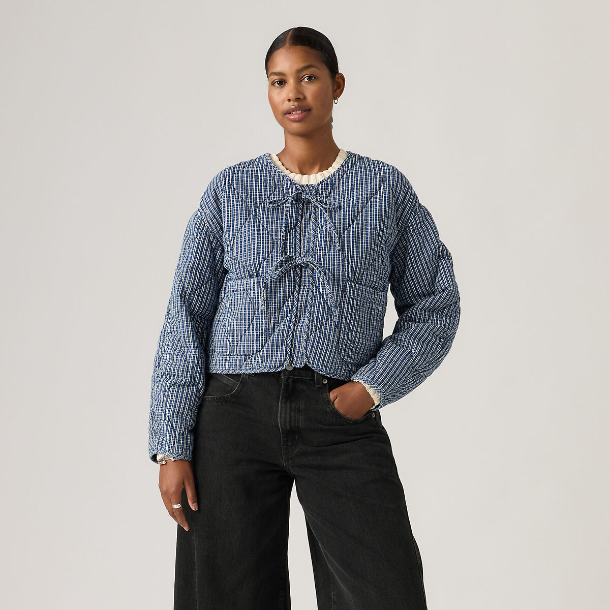 Quilted Tie Fastening Jacket blue striped/white, LEVI'S