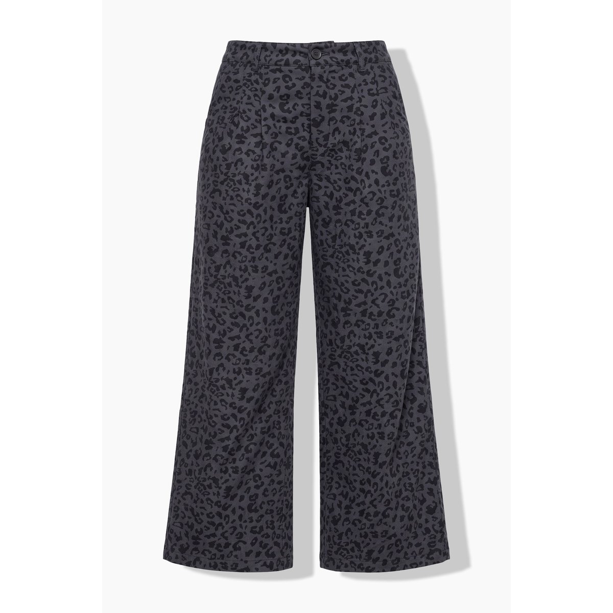 Pantalon léopard, coupe large, taille haute anthracite, STUDIO UNTOLD
