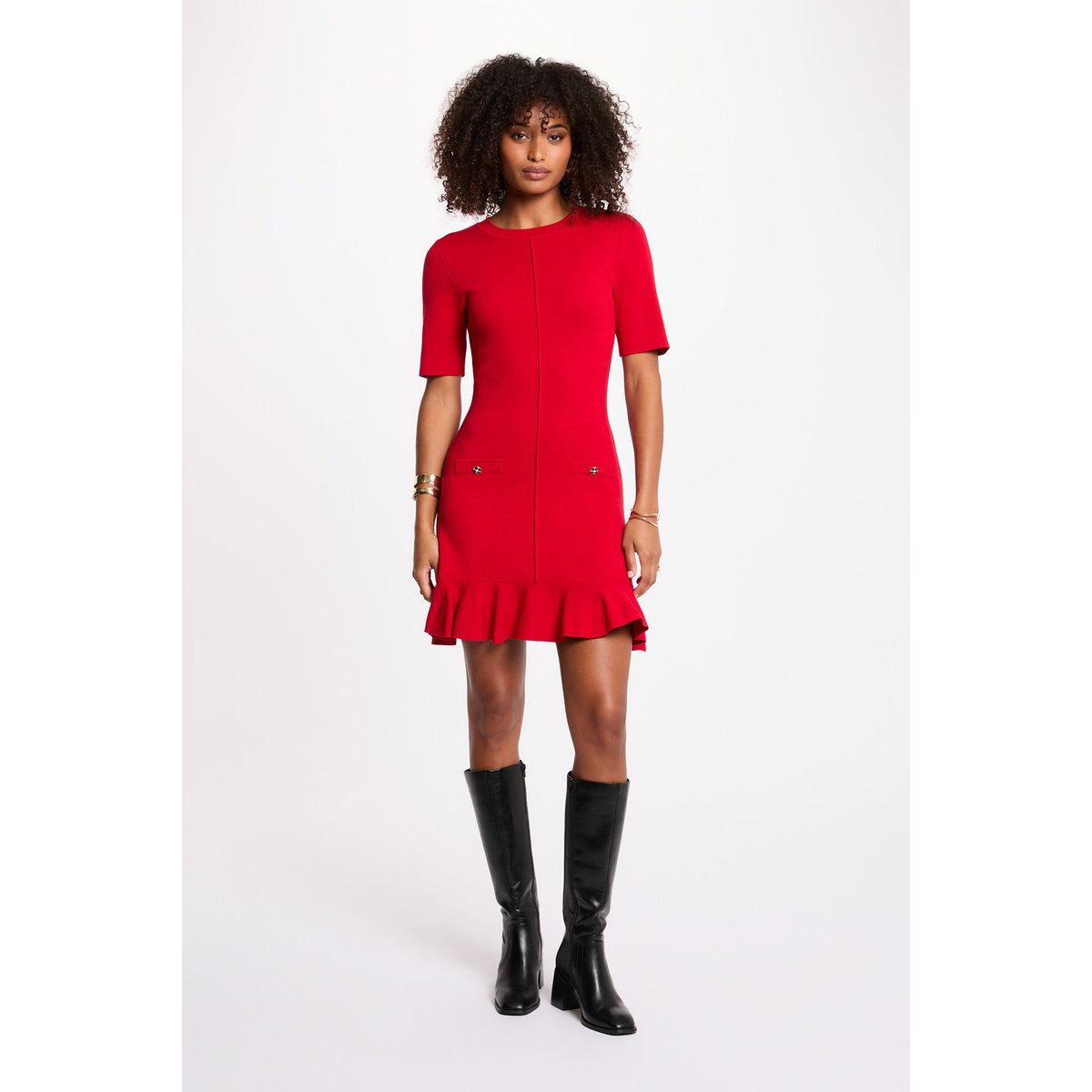 Robe courte cintrée rouge, MORGAN