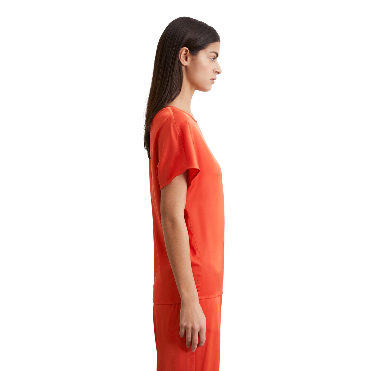 Chemisier régulier en satin stretch de viscose rouge, MARC O'POLO