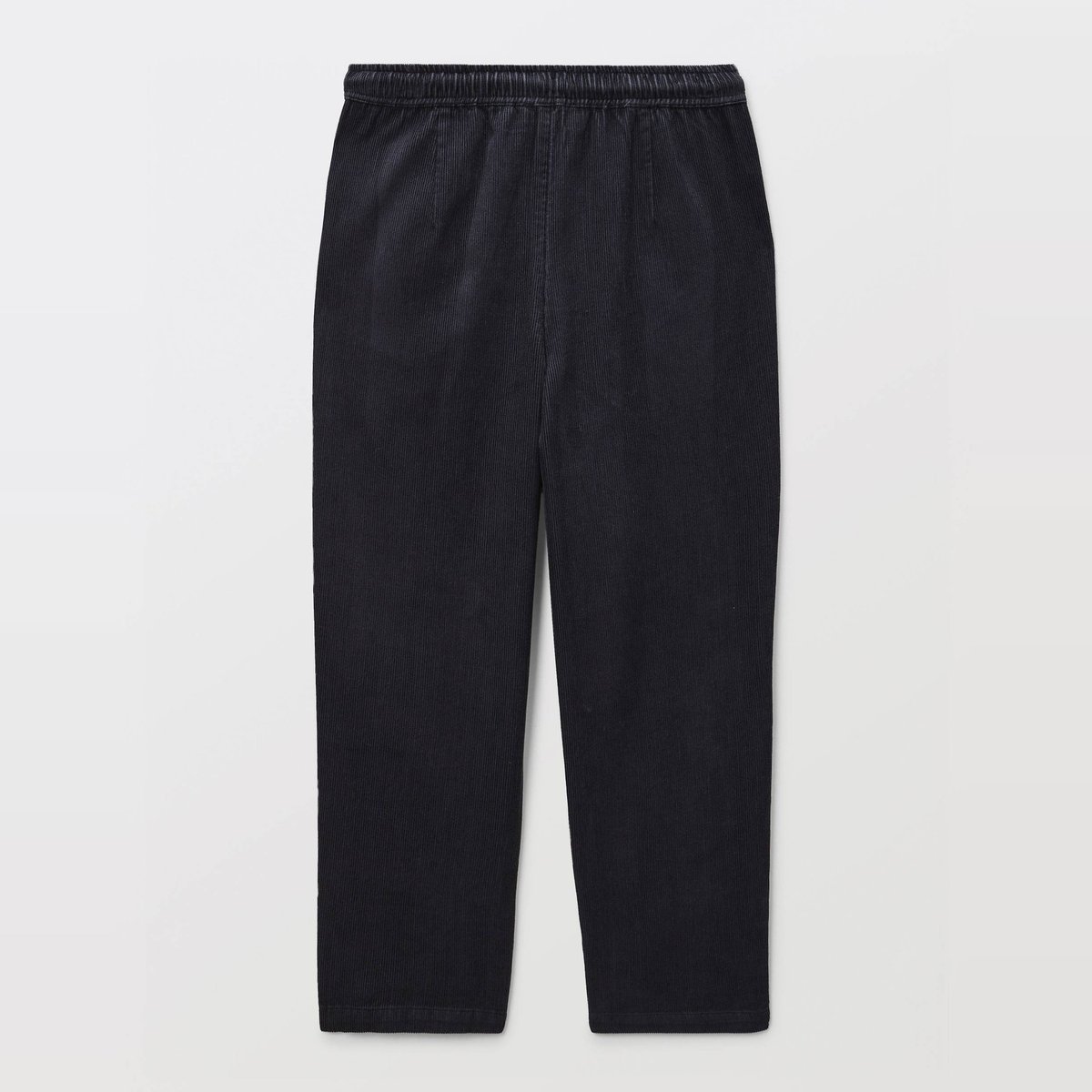 Pantalon taille élastiquée uni en coton marine, MONOPRIX