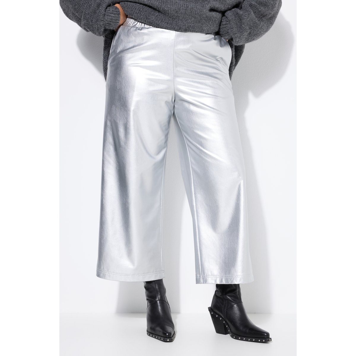 Jupe-culotte en simili argenté argent, STUDIO UNTOLD