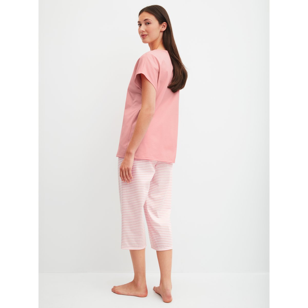 Pyjama capri manches 3/4 Coton LOVELY NIGHTS peach cream, CALIDA
