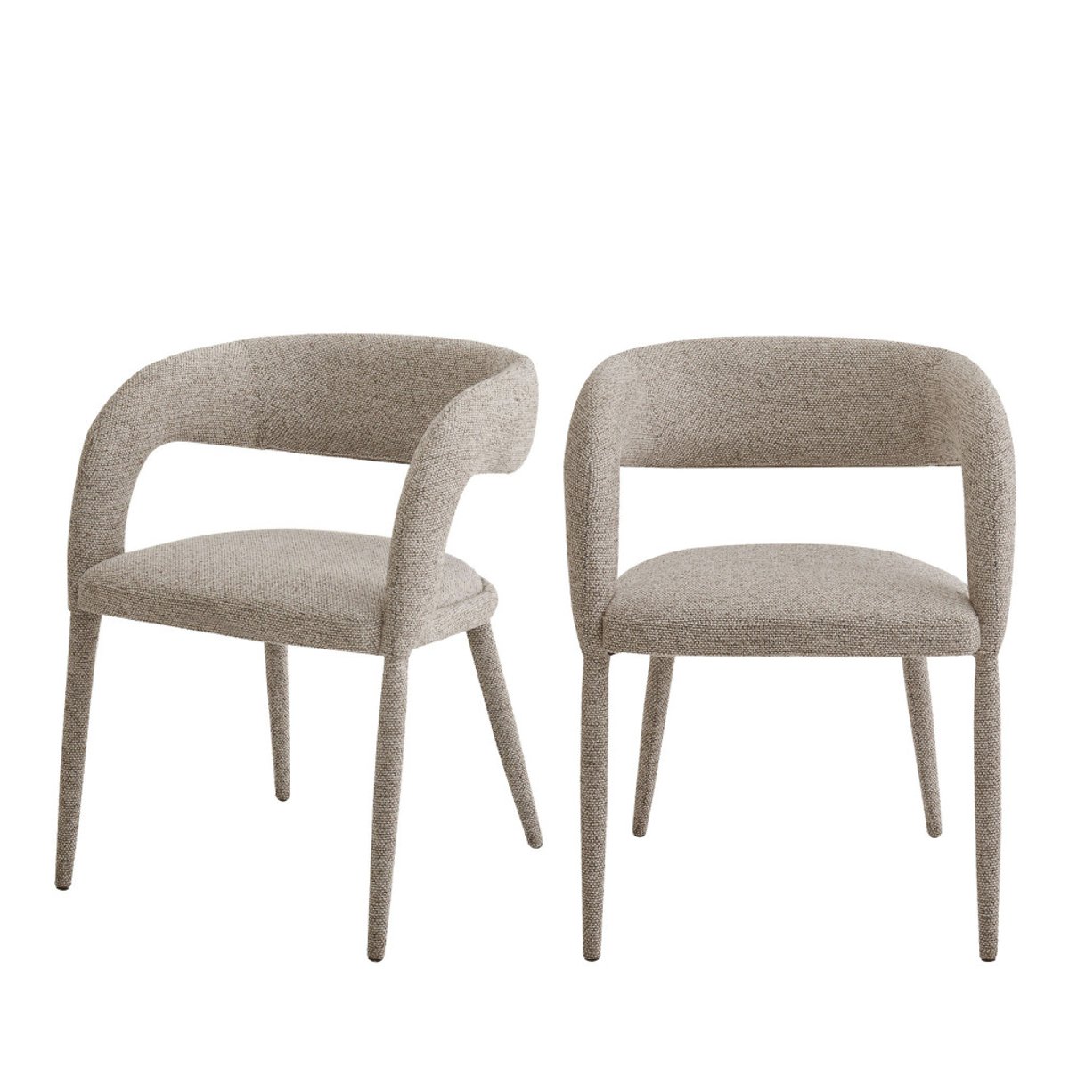 Lot de 2 fauteuils de table en tissu- ROMY marron chiné, DRAWER