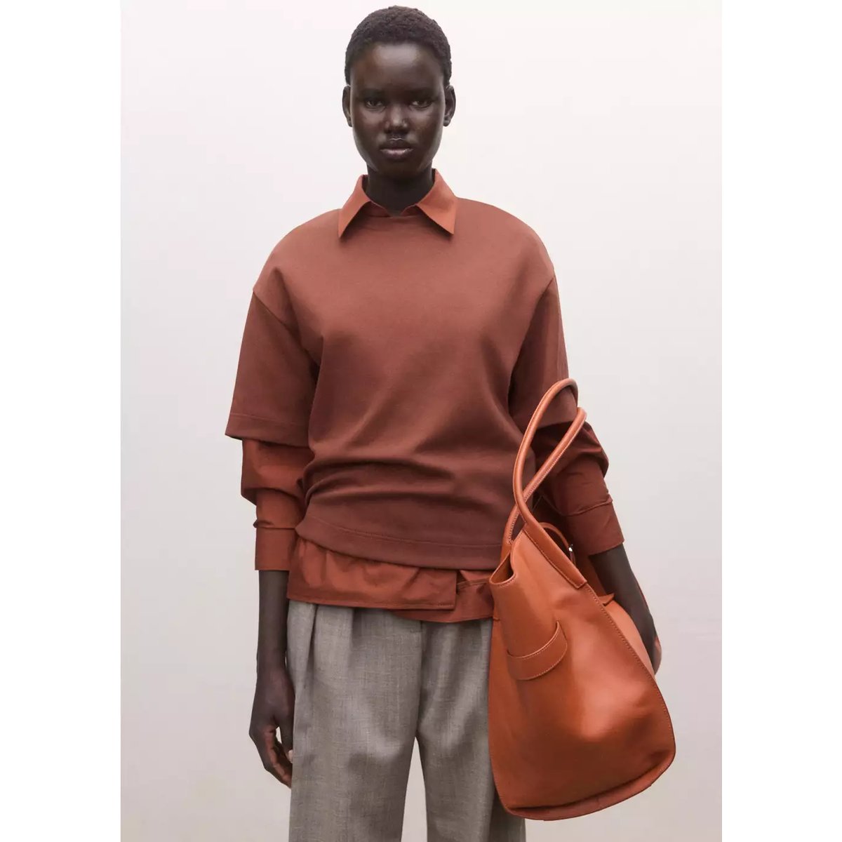 T-shirt en coton oversize rouge-orangé, MANGO