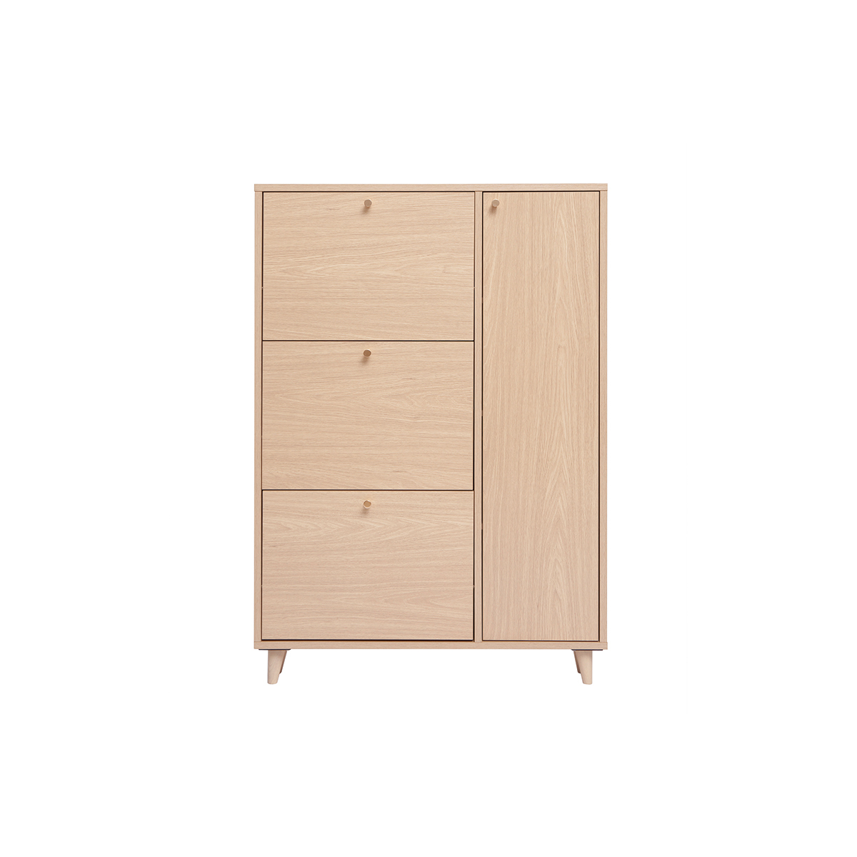 Meuble à chaussures finition bois clair chêne et métal doré L90 cm SILVESTRE chêne clair, MILIBOO