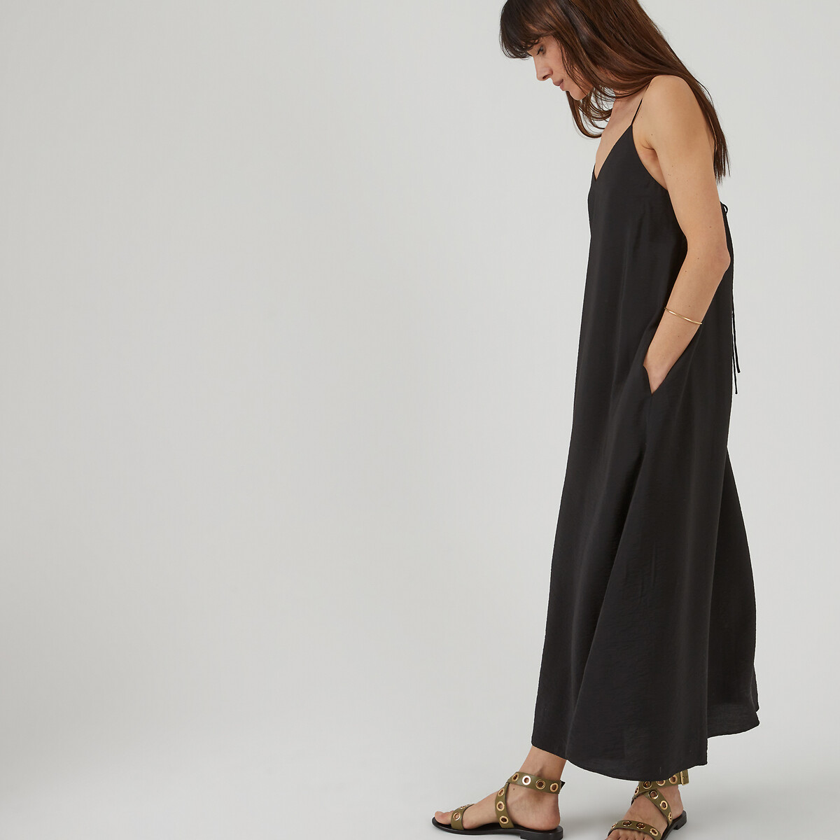 Robe longue, à fines bretelles noir, LA REDOUTE COLLECTIONS