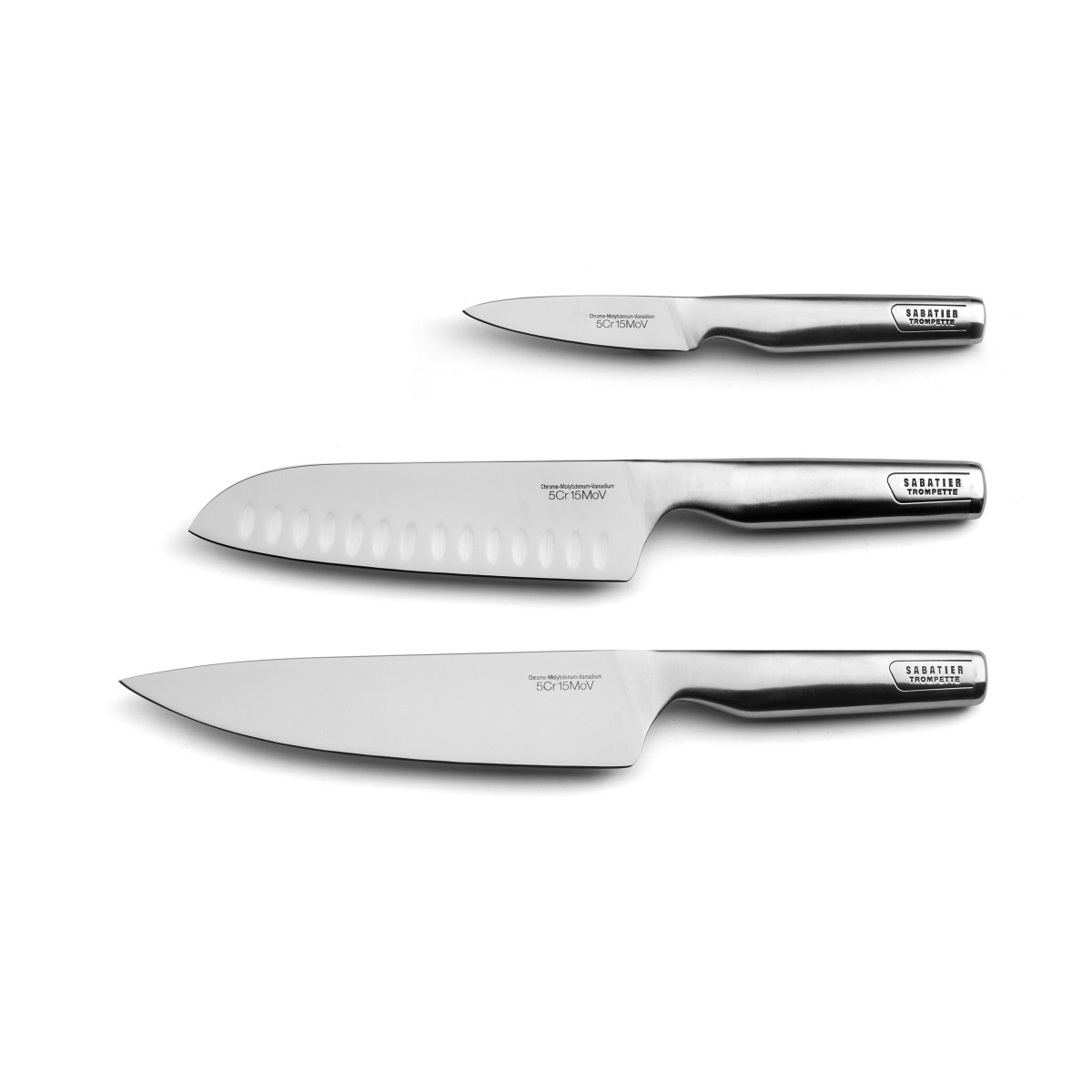Coffret magnet avec 3 couteaux de cuisine - inox, SABATIER TROMPETTE