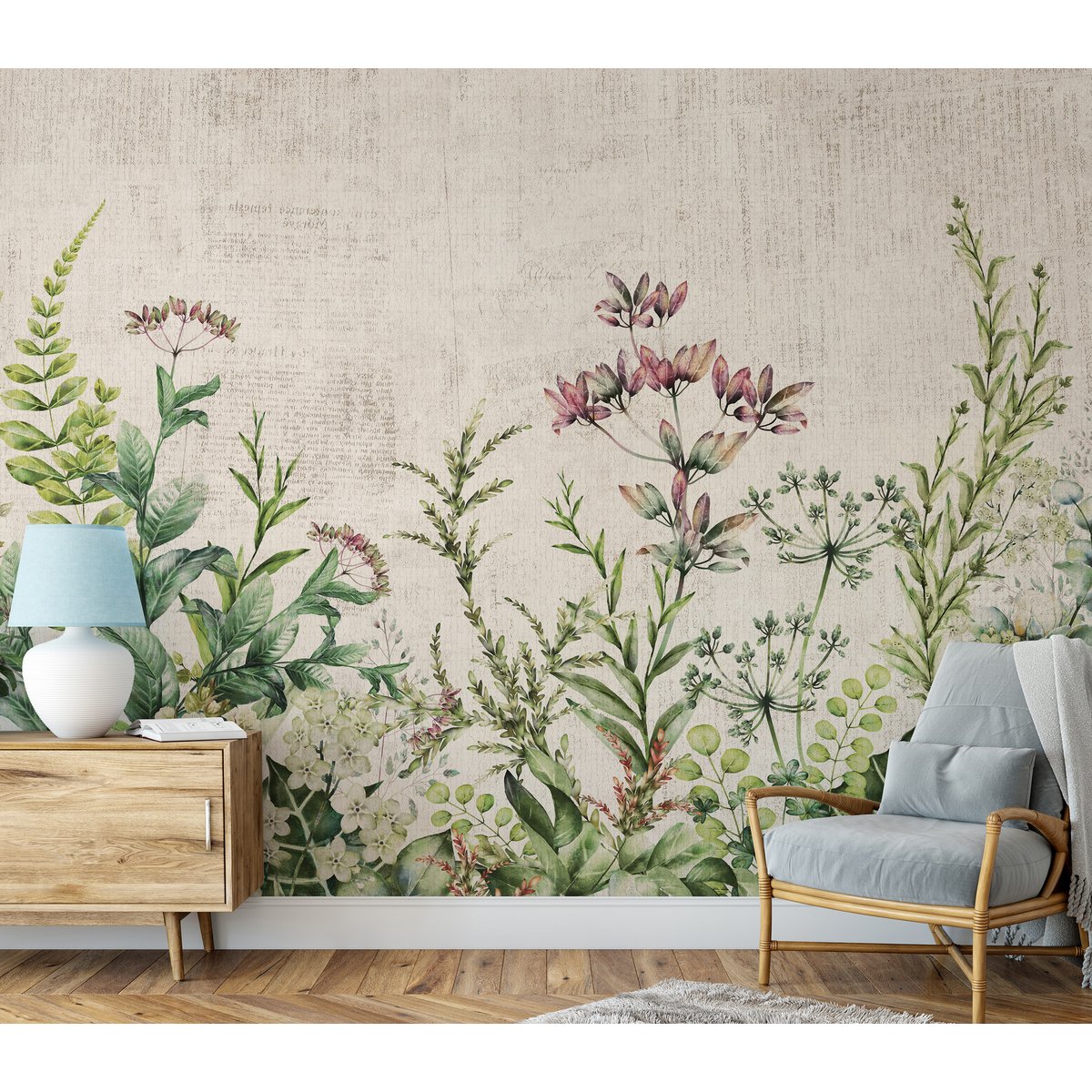 Papier peint panoramique HERBIER SAUVAGE multicolore, LE PAPIERS DE NINON