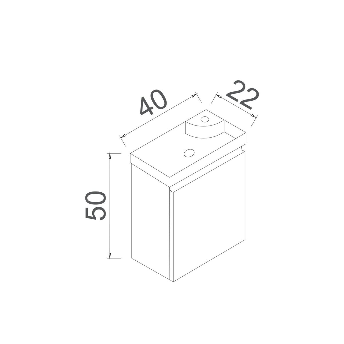 Meuble lave-mains suspendu 1 porte IRIS cachemire, PIER IMPORT