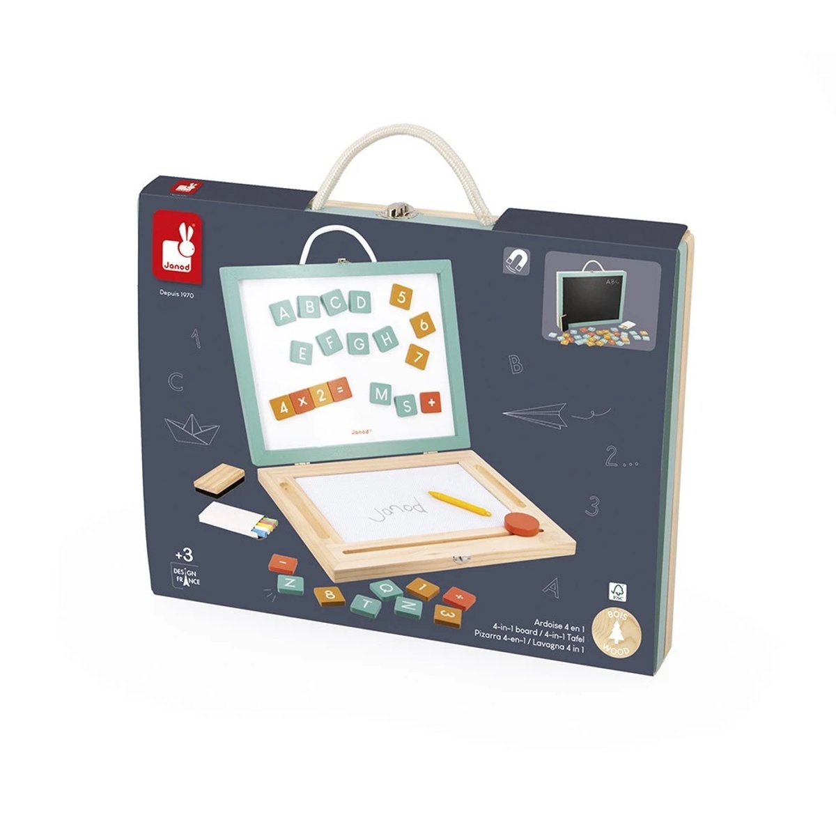 Tableau En Bois 4 En 1, 49 Accessoires vert, JANOD