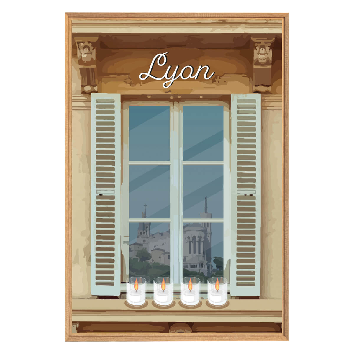 Tableau Mural Illustration Lumignons Lyon ILLUSTRATION marron-fibres de bois, CEANOTHE