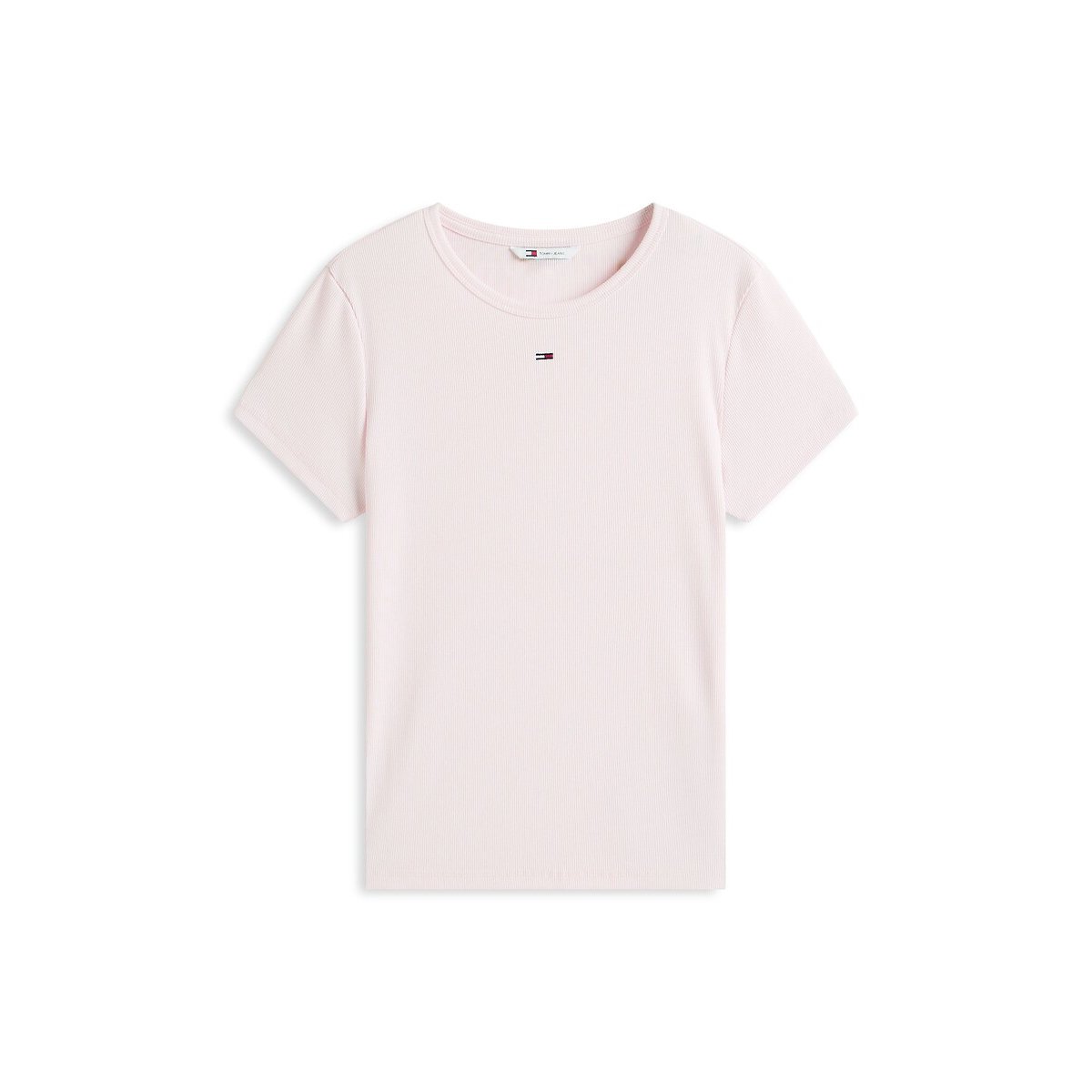 T-shirt rayé, col rond, manches courtes rose clair, TOMMY JEANS