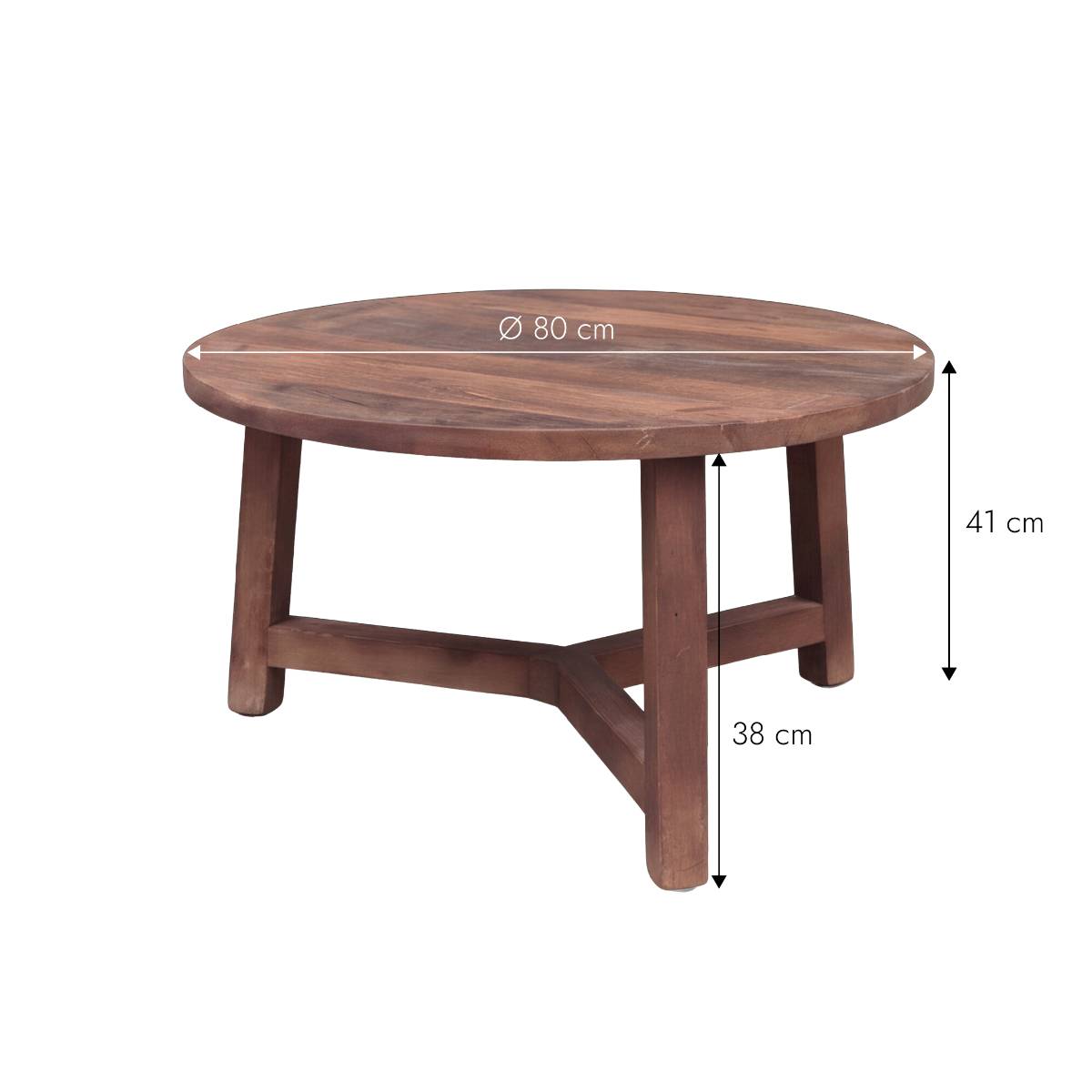 Table basse ronde en bois recyclé NOLAH bois foncé, MADE IN MEUBLES
