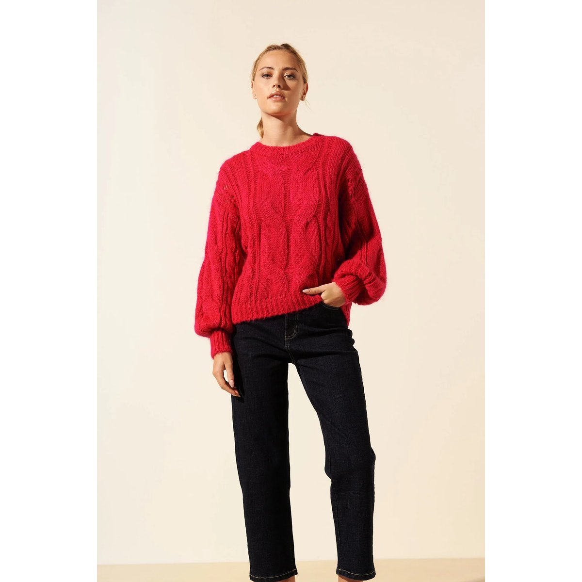 Pull maille ENIS rose fushia, BENOA