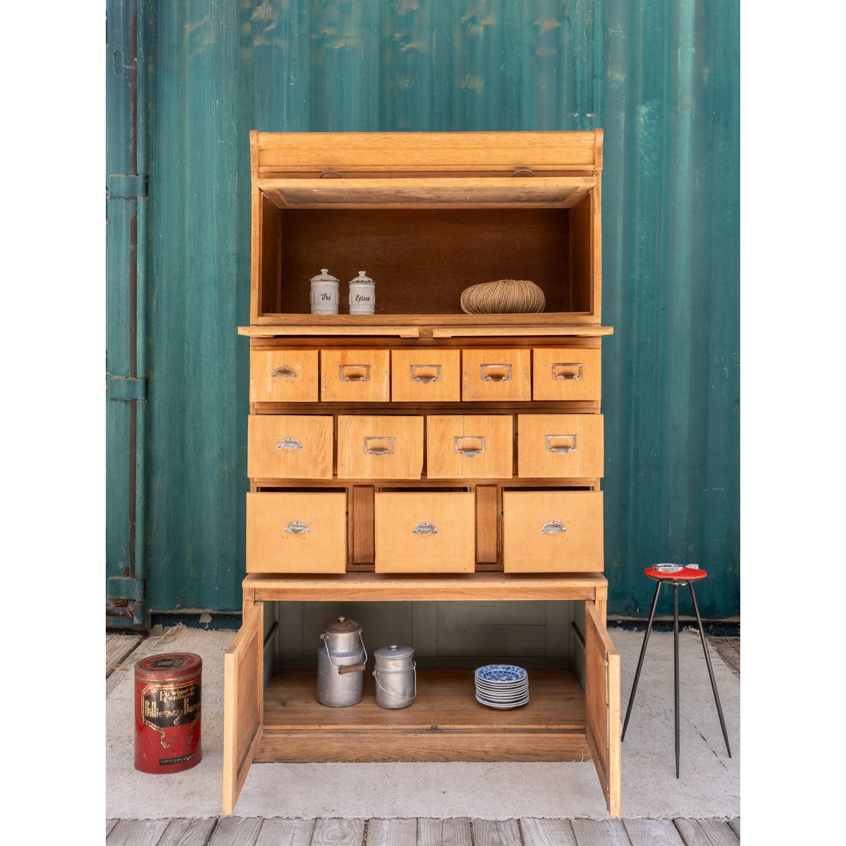 Meuble de métier à casiers en bois Fernand N°393 - Bon état bois clair, DEBONGOUT