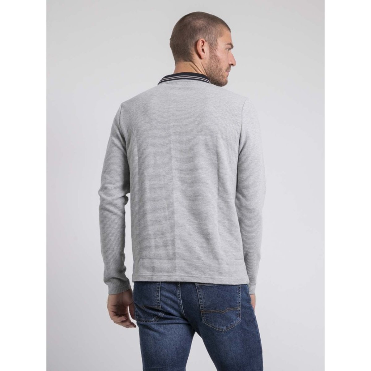 Polo Manches Longues Pur Coton Pomeduse gris, RITCHIE