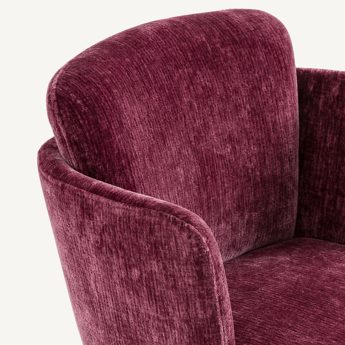 Sillón de comedor con patas de nogal y terciopelo, Jabote borgoña, AM.PM