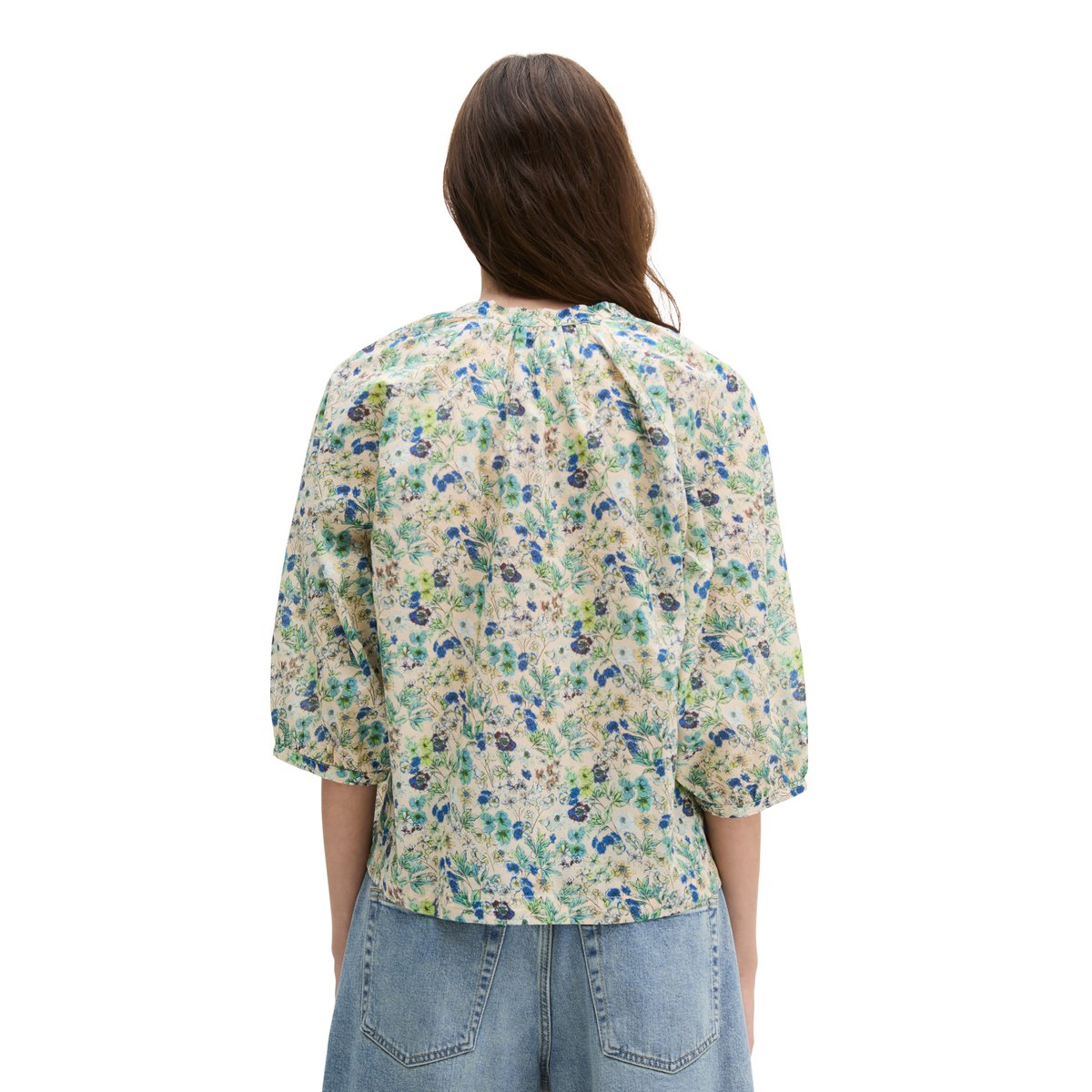 Blouse imprimée relaxed en voile de coton imprimé marron clair, MARC O'POLO
