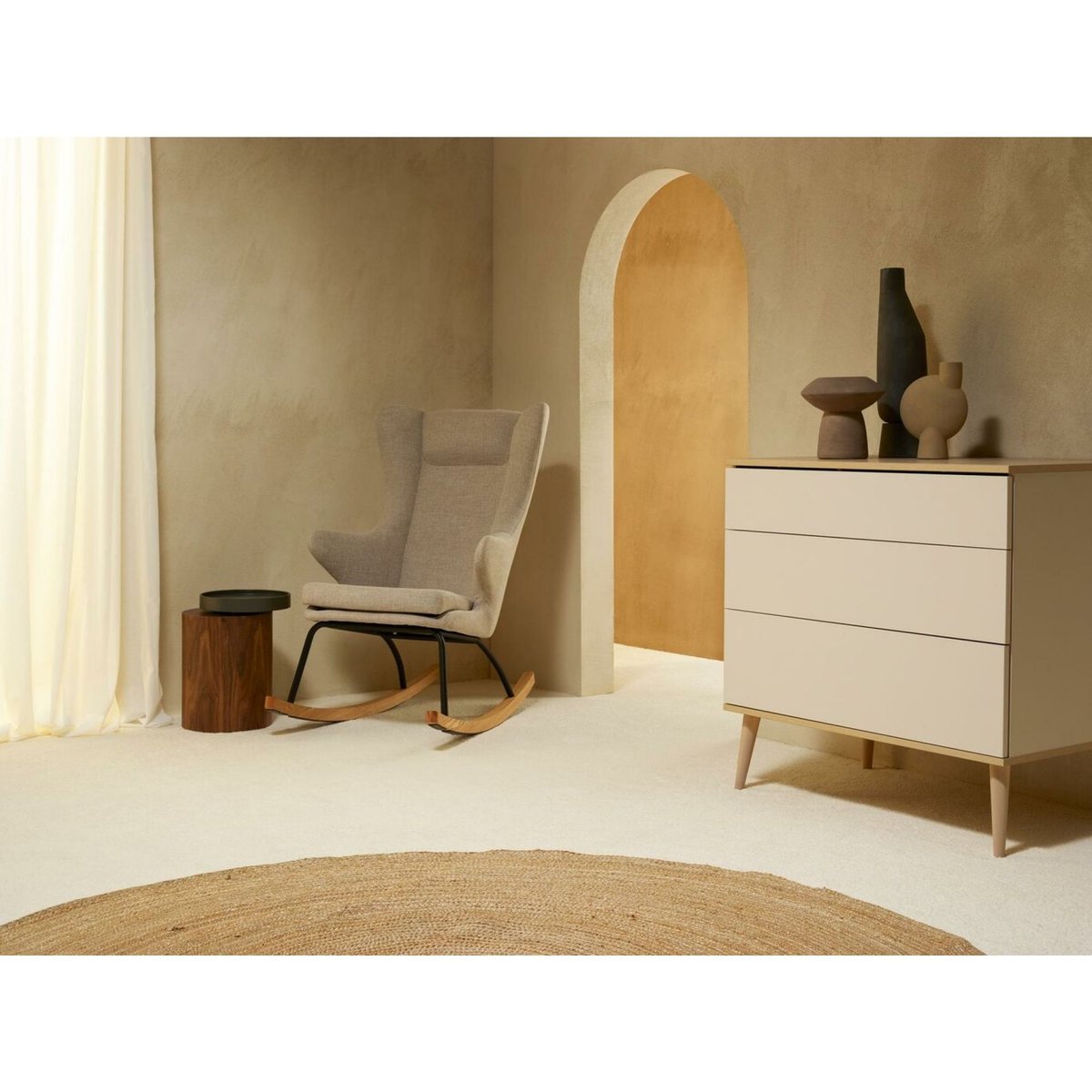 Commode 3 tiroirs beige flow, QUAX