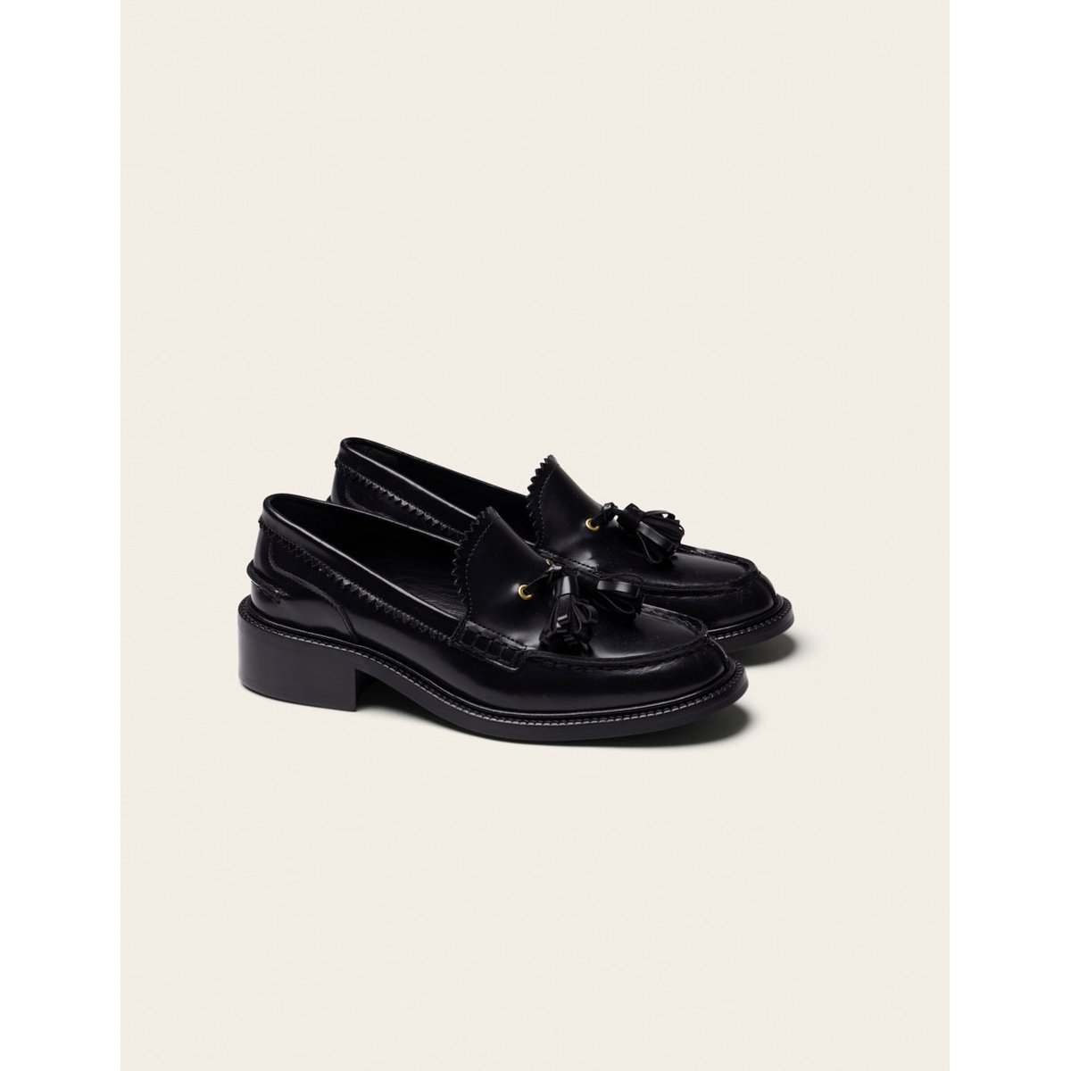 Mocassins TREA cuir box noir, ODAJE