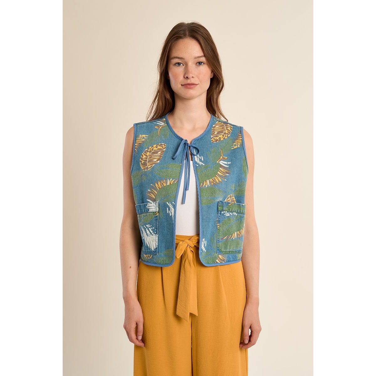 Boléro matelassé, imprimé light denim, MOLLY BRACKEN