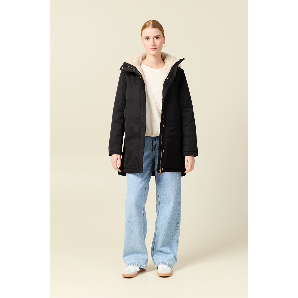 Parka droite à capuche noir, BONOBO