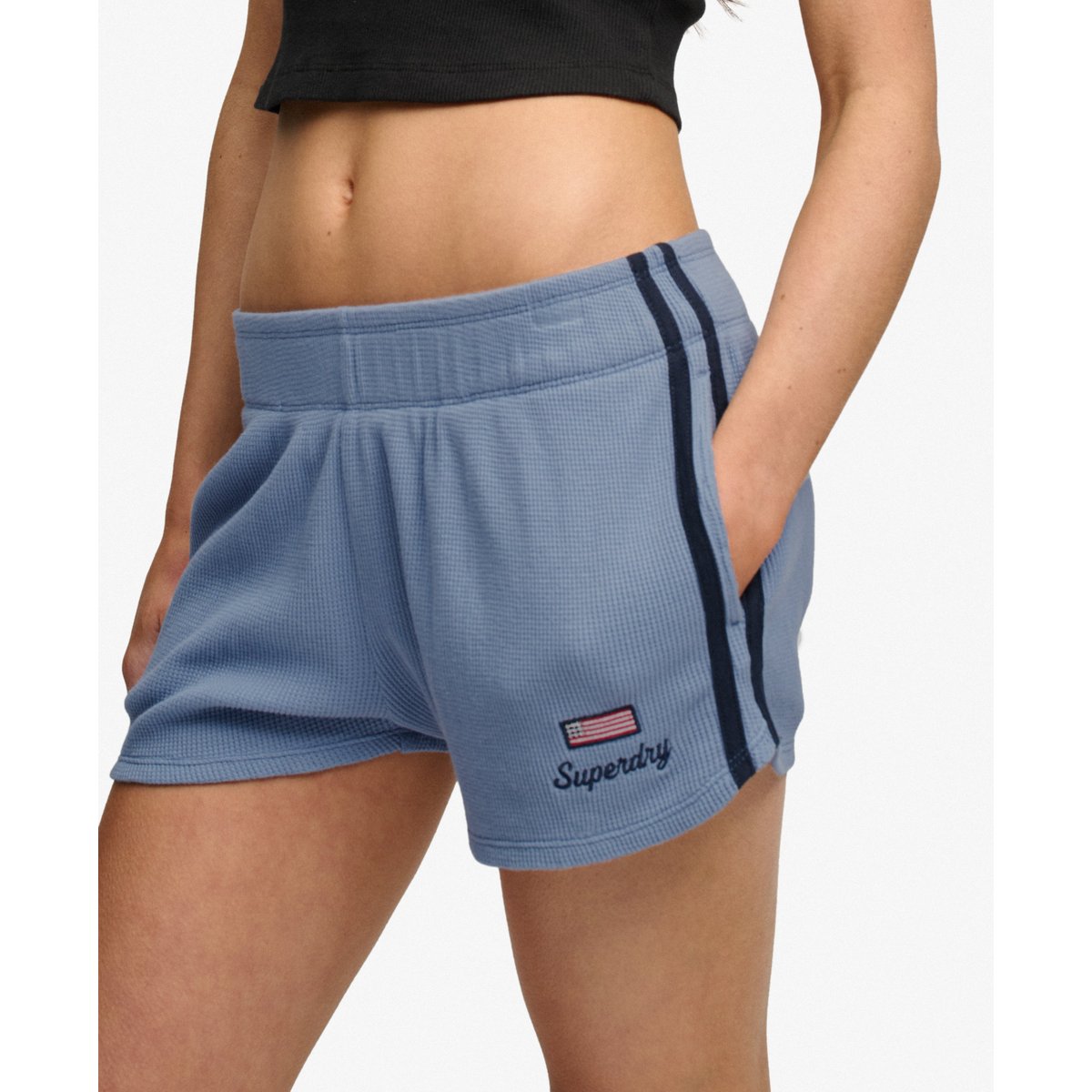 Short rétro gaufré Athletic Essentials bleu marée, SUPERDRY