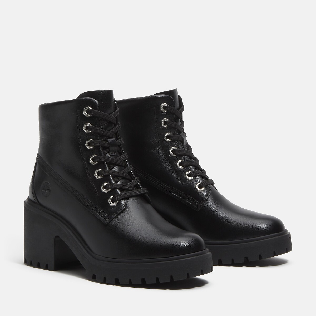 Stiefeletten mit Absatz, aus Leder, STONE HEIGHTS MIS LACE schwarz, TIMBERLAND