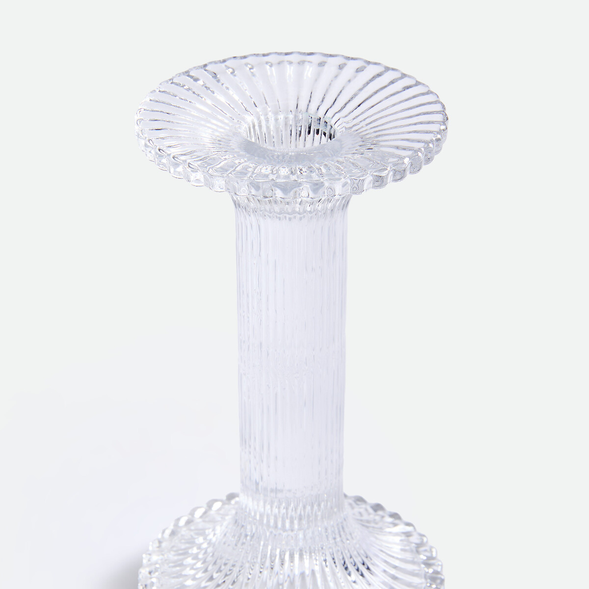 Bougeoir sur pied, verre transparent, hauteur 16 cm, STRIA transparent, LA REDOUTE INTERIEURS