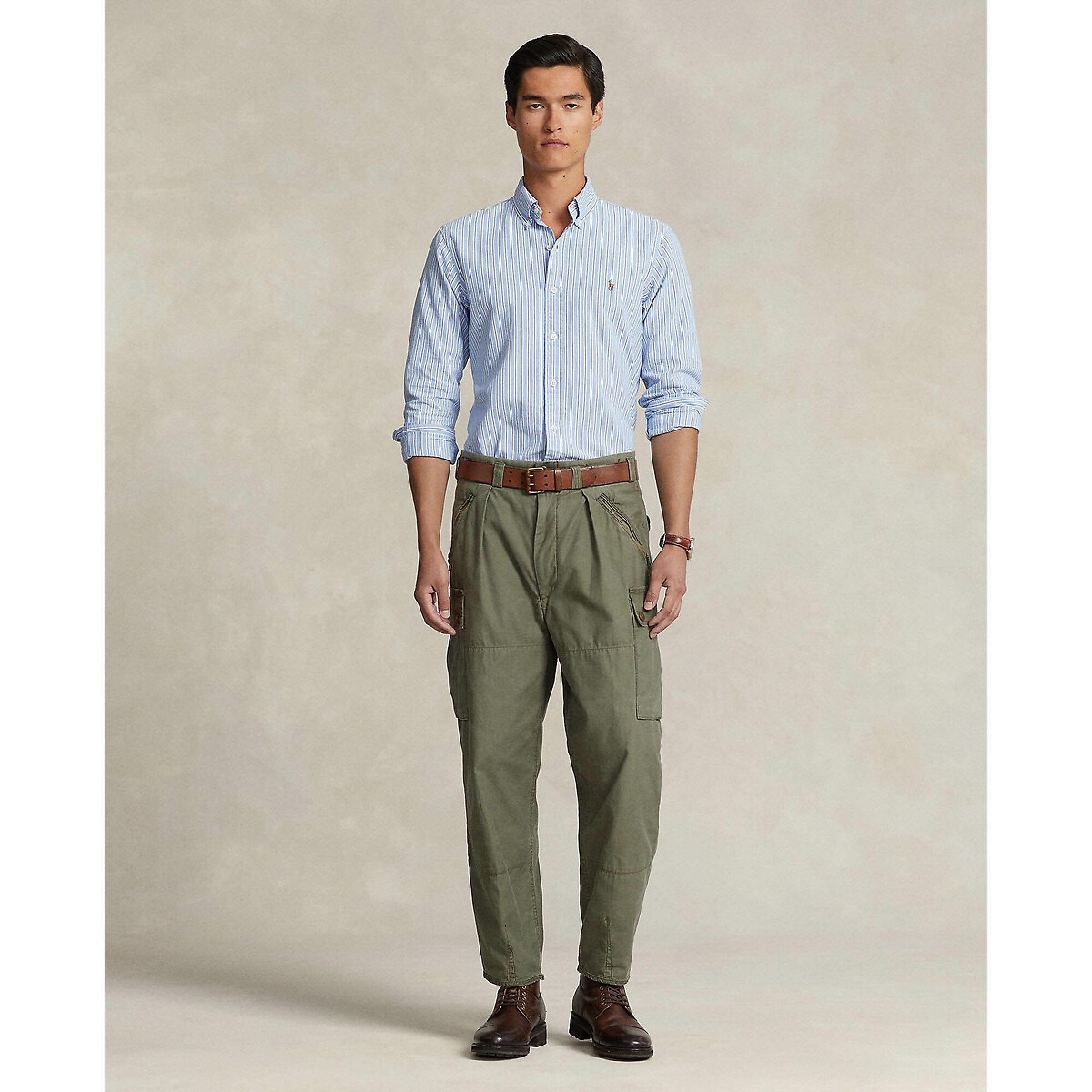 Camicia Oxford a righe custom fit rigato blu/bianco, POLO RALPH LAUREN