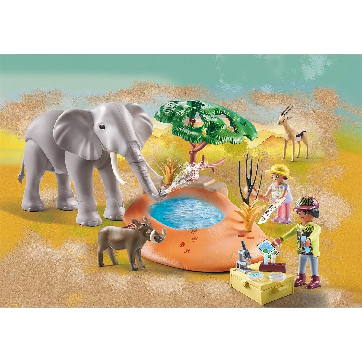 Explorateurs avec animaux de la savane multicolore, PLAYMOBIL