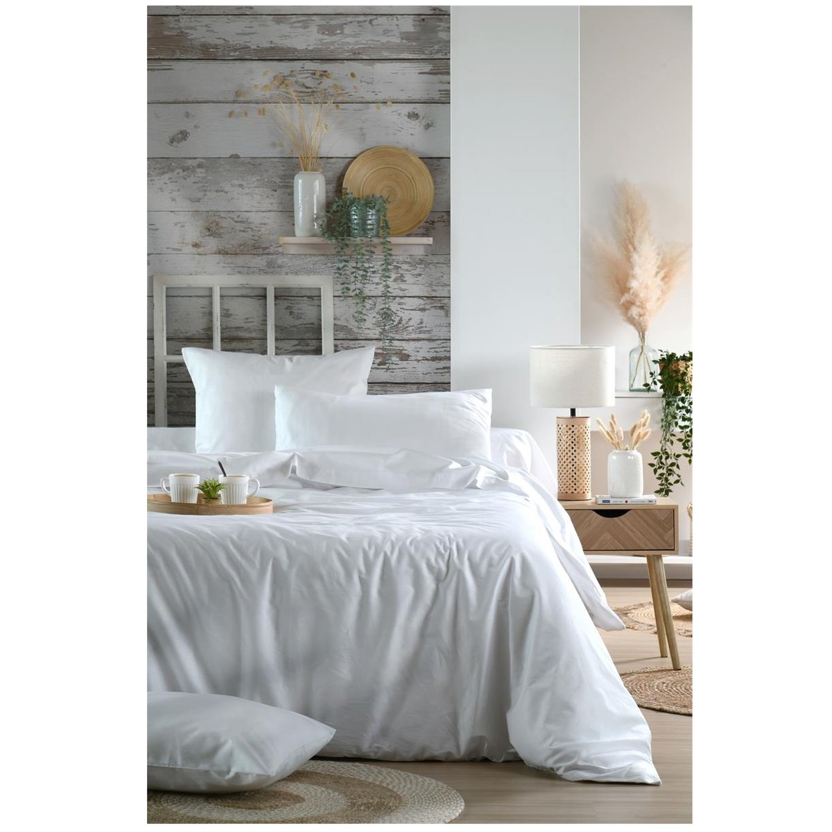 Drap housse percale en coton Nuage blanc, EDEN