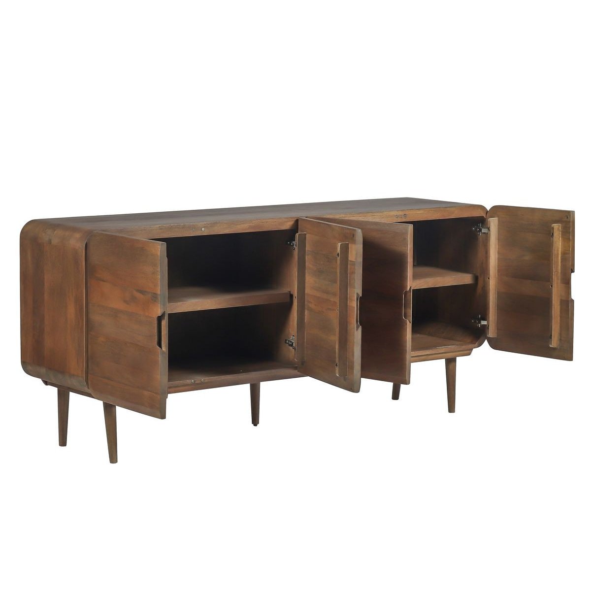 Buffet bas en bois massif 4 portes 180 cm, BRUNE marron foncé, BOBOCHIC