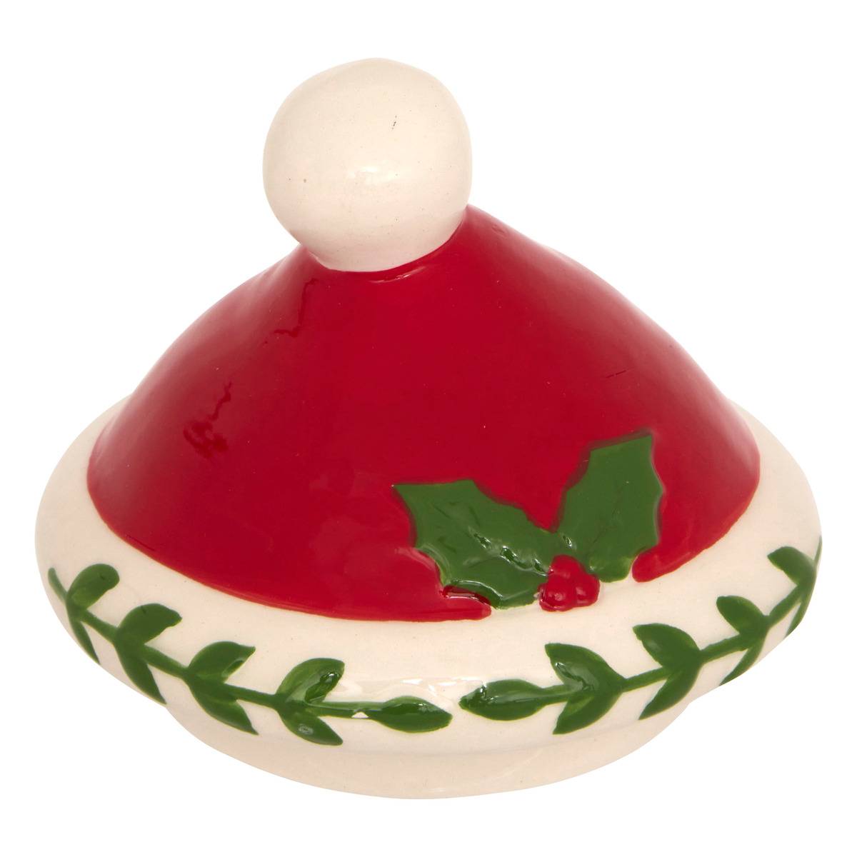 Pot à biscuits père Noël H23,5 cm céramique rouge, ATMOSPHERA