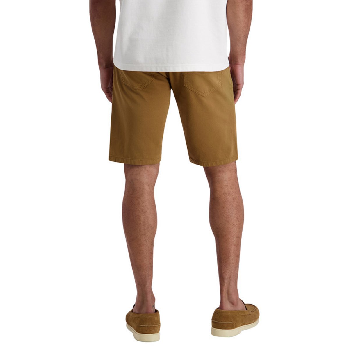 Short en coton camel uni avec une coupe ajustée et des poches italiennes marron, CARDIN SPORTSWEAR
