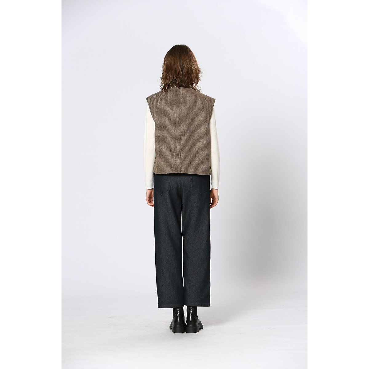 Sleeveless Button-Down Jacket brown, SEE U SOON