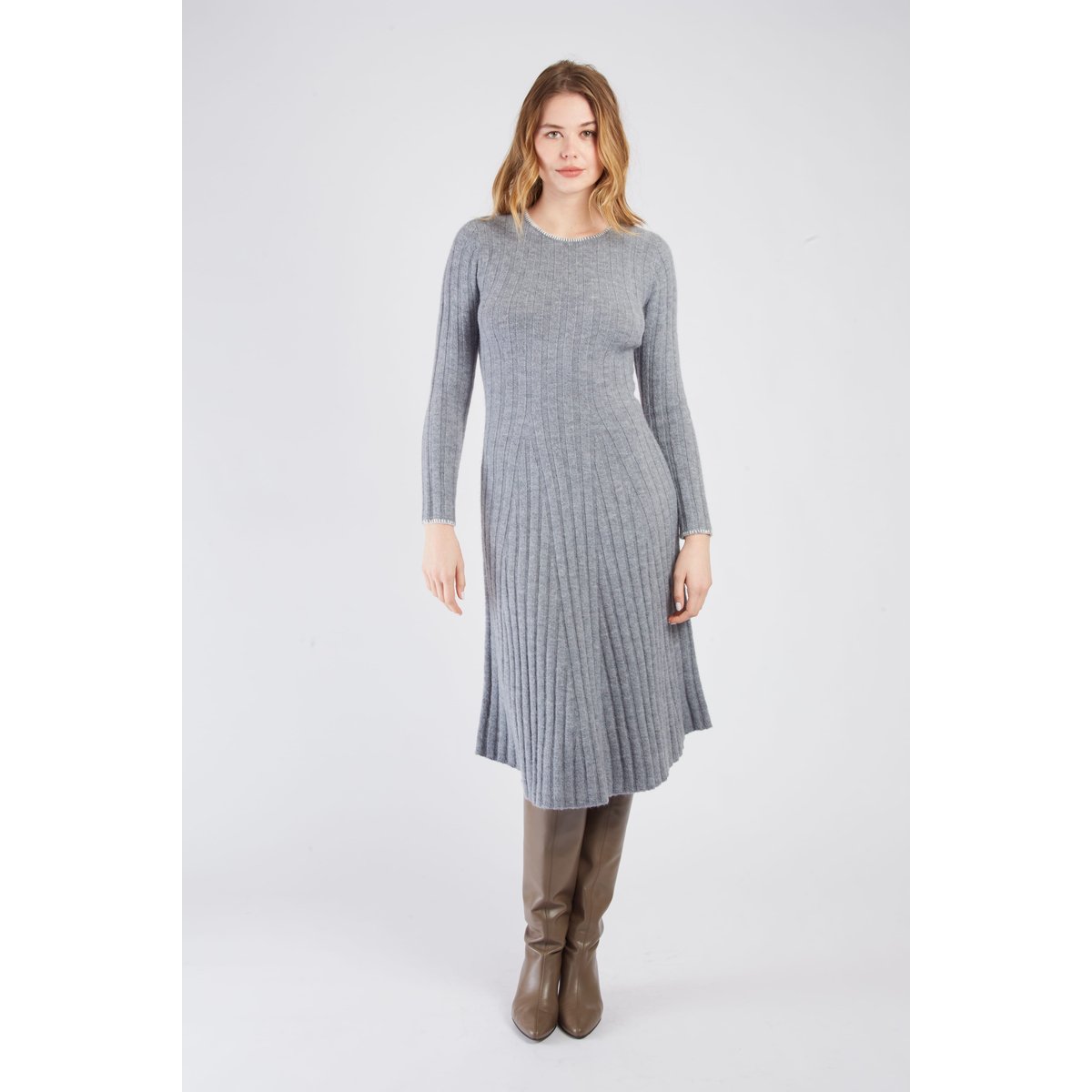 Robe longue en maille CATHERINE gris, DERHY