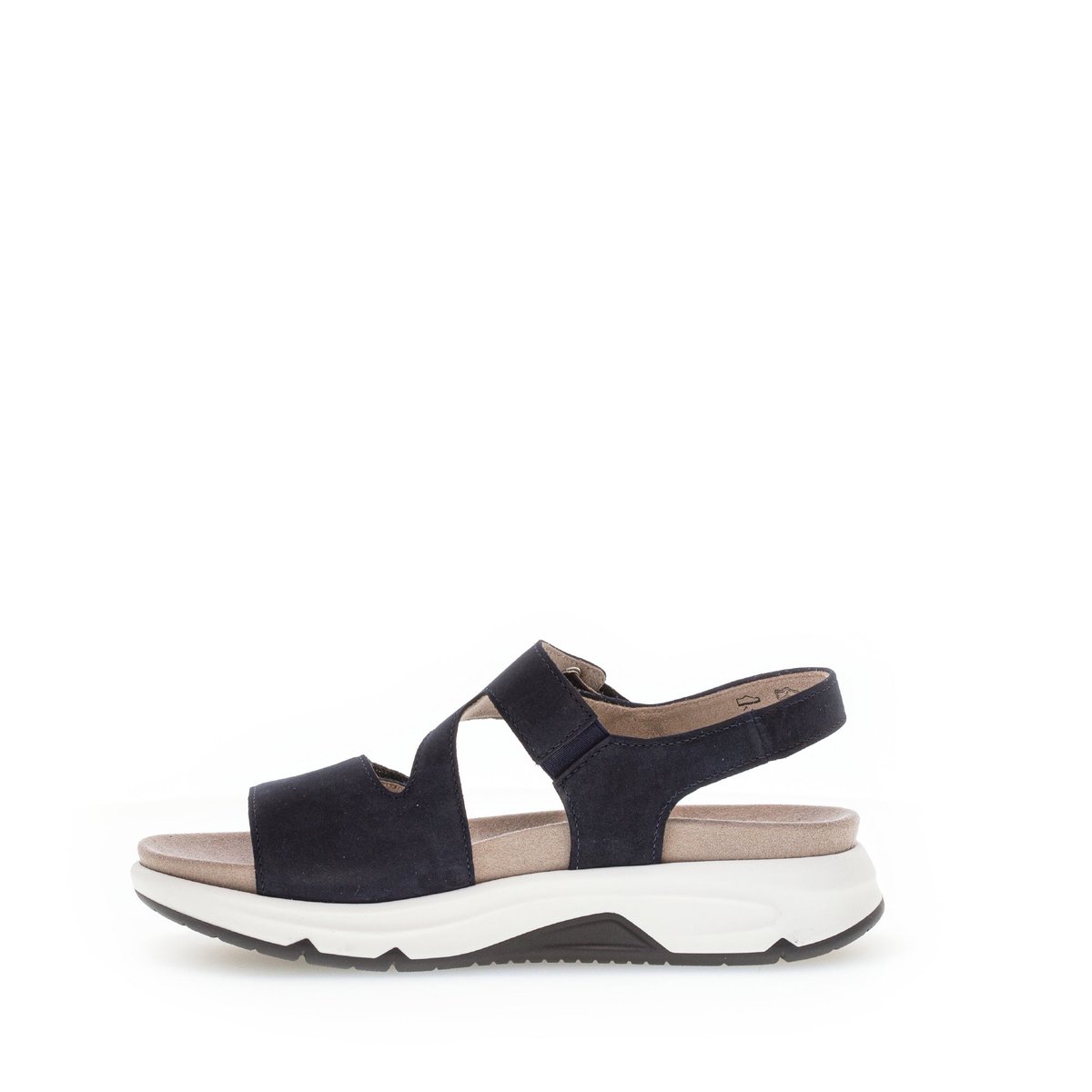 Sandales en cuir velours à talon compensé bleu velours, GABOR